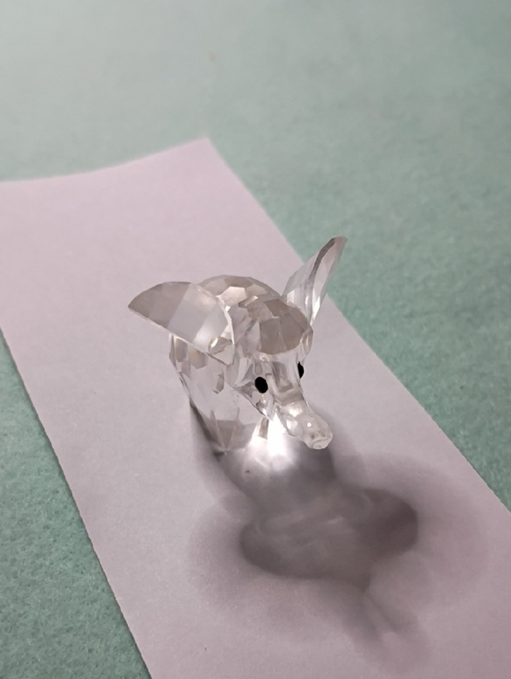 Vintage Clear Faceted Glass Baby Elephant Figurine - Decorative Accent